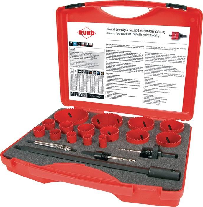 Lochsägensatz 19-tlg.16-83mm Schnitt-T.38mm HSS-Bi-Metall RUKO
