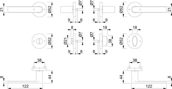 Rosettengrt.Los Angeles M1642/42KV/42KVS MS F96-1-R rd.SK/OL DIN L/R D/D HOPPE