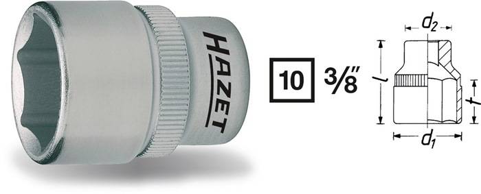 Steckschlüsseleinsatz 880 3/8 Zoll 6-kant SW 16mm L.29,5mm HAZET