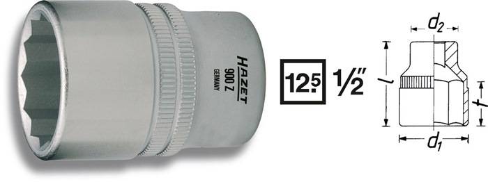 Steckschlüsseleinsatz 900Z-26 1/2 Zoll 12-kant SW 26mm L.44mm HAZET