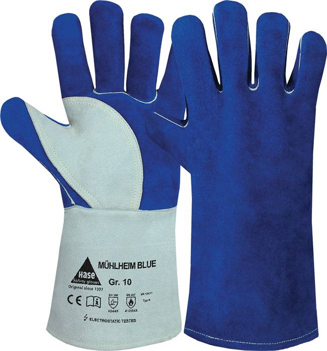 Schweißerhandschuhe Mühlheim Blue Gr.10 blau/grau Rindspaltleder