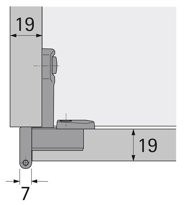 Grundscharnier Selekta Pro 2000 vorliegend,halb vorliegend Auflage 5,5mm vern.