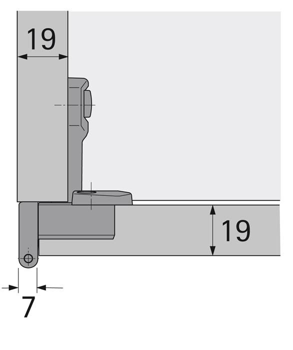 Grundscharnier Selekta Pro 2000 vorliegend,halb vorliegend Auflage 11mm vern.