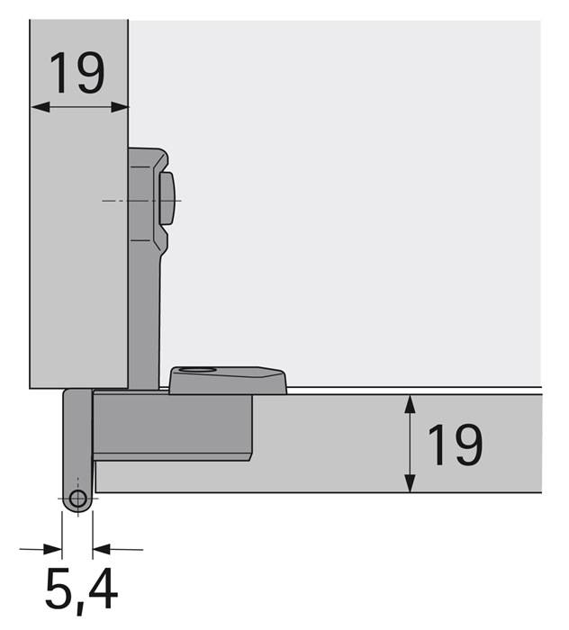 Grundscharnier Selekta Pro 2000 vorliegend,halb vorliegend Auflage 6,5mm vern.