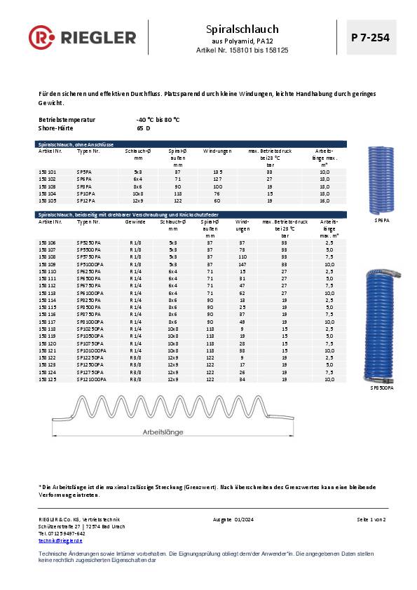 Spiralschlauch ID 9mm AD 12mm L.5m R 3/8 Zoll Rl.RIEGLER