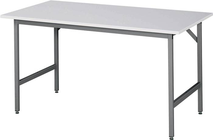 Arbeitstisch Jerry B1500xT800xH800-850mm Arbeitsplatte Melamin Gestell grau RAU