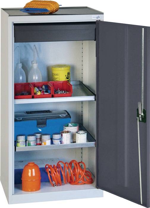 Werkzeug-/Beistellschrank H1000xB500xT500mm 1Schubl.,2BD lichtgrau/anthrazitgrau