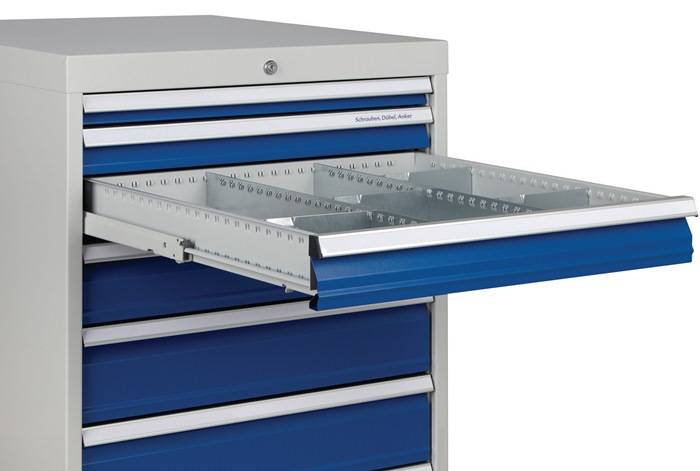 Schubladenschrank H1019xB705xT736mm grau/anthr. 2x75,2x100,2x125,1x300mm Schubl.