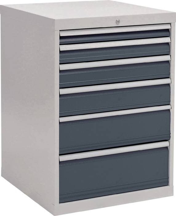 Schubladenschrank H1019xB705xT736mm lichtgrau/grau 6 Schubl.Vollauszug