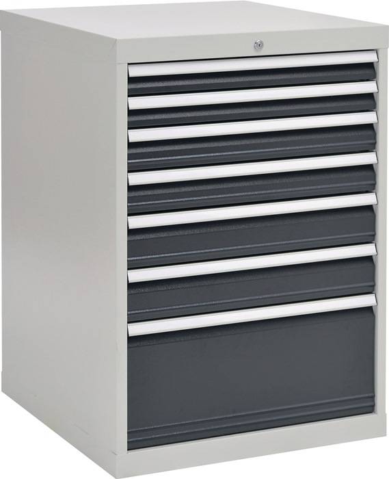 Schubladenschrank H1019xB705xT736mm grau/anthr. 2x75,2x100,2x125,1x300mm Schubl.