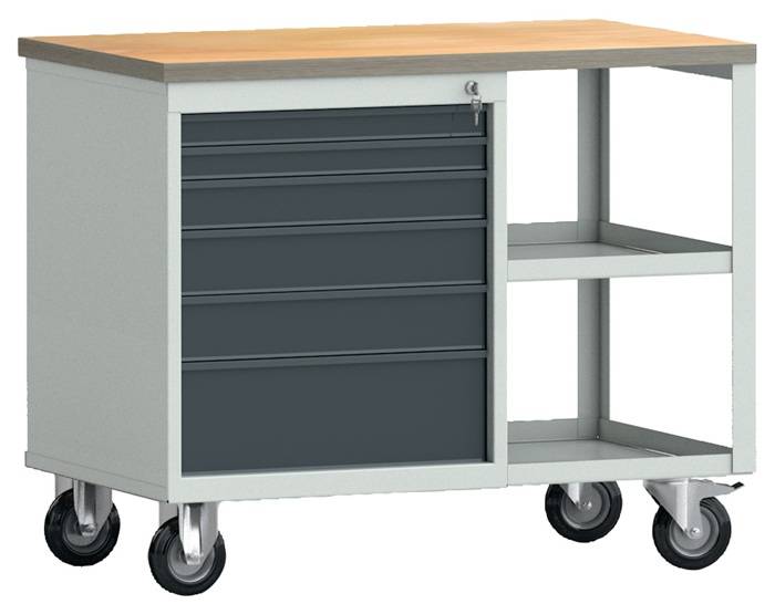 Werkbank PW700 B855xT700xH805mm Buche Multipl.lichtgrau/grau 2 Schubl.