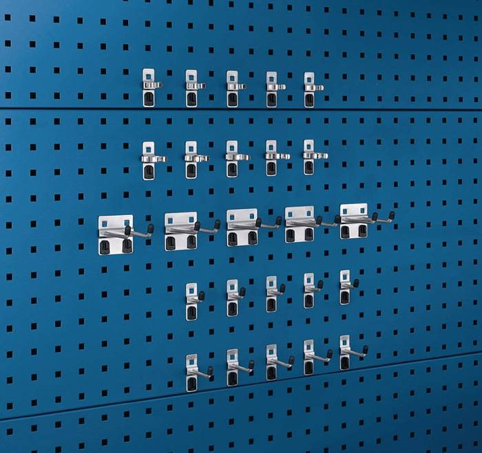 Werkzeughaltersortiment 25-tlg.verzinkt f.Lochplatten 15 Haken/10 Klemmen BOTT