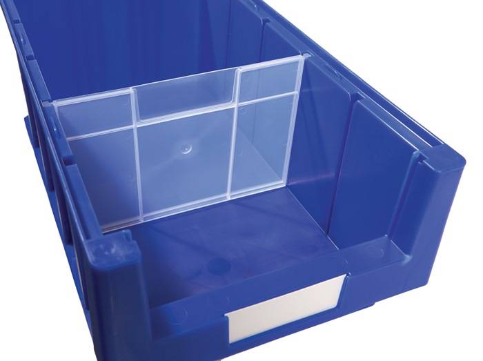 Trennw.f.Regalkasten B.230mm PP transparent,geschl.1 BT=25 ST.LA-KA-PE