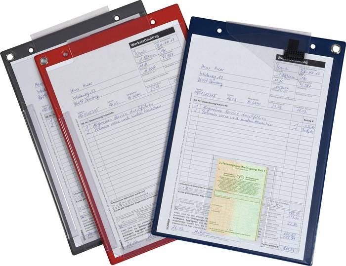 Auftragstasche m.Klettverschluss u.2 Fächer DIN A4 blau VE=10 Stück 10 Stück