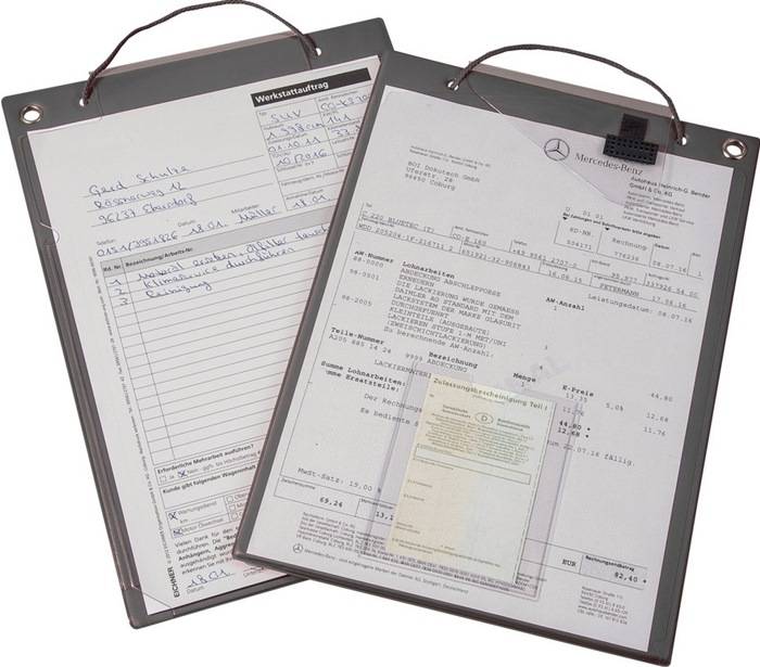 Auftragstasche m.Klettverschluss u.2 Fächer DIN A4 grau VE=10 StückEICHNER 10 Stück