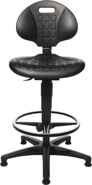 Arbeitsdrehstuhl Tec 20 Bodengleiter+Fußring Polyurethanschaum schwarz 590-840mm