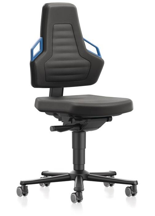 Arbeitsdrehstuhl Nexxit Rl.Supertec-Gewebe schwarz Griff blau 450-600mm BIMOS