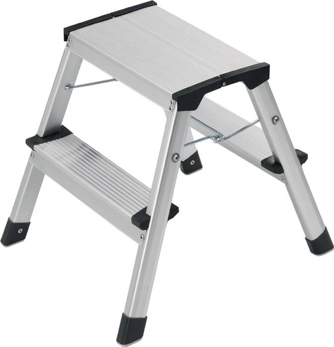 Klapptritt Stufen 2 Plattform-H.400mm Alu.m.Anti-Rutsch-Riffelung HAILO