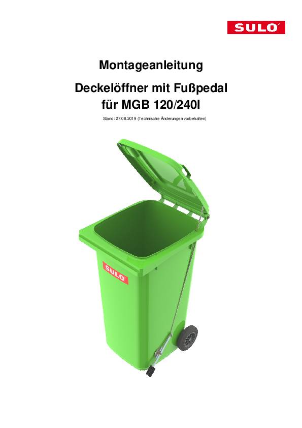 Müllgroßbehälter 120l HDPE blau fahrbar,m.Fußpedal SULO