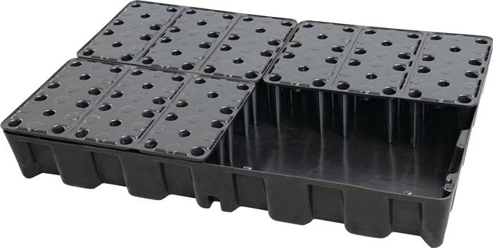 Auffangwanne 120l L1200xB800xH180mm PE m.PE-Rost CEMO