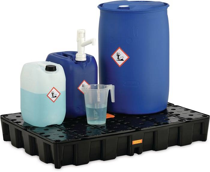 Auffangwanne 120l L1200xB800xH180mm PE m.PE-Rost CEMO