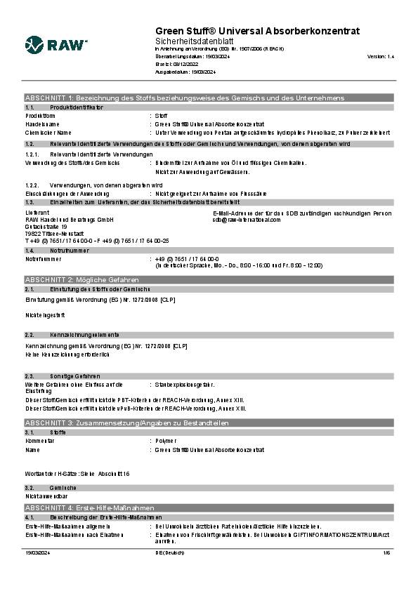 Universalbindemittel Green Stuff® Inh.10l RAW
