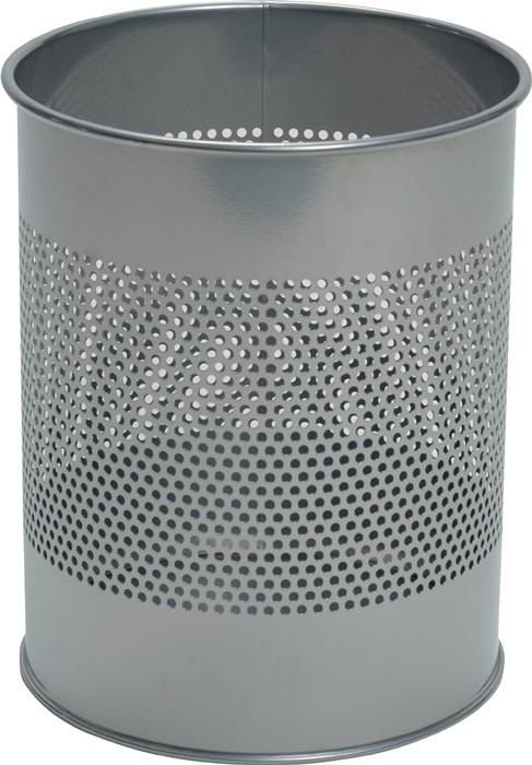 Papierkorb 15l H315xØ260mm Lochraster Metall epoxidharz.silber-metallic DURABLE