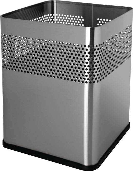 Papierkorb 18l H325xB240xT240mm quad.VA silber HELIT