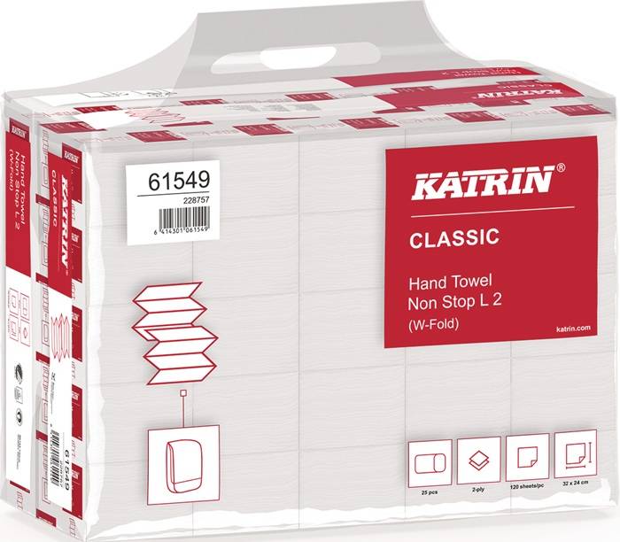 Falthandtuch Katrin Classic L 2 2-lagig weiß L240mm xB320ca.mm 3000 Tücher/KT
