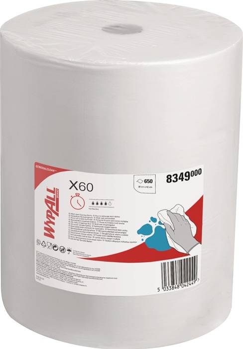 Wischtuch Wypall X60-8349 L380xB420ca.mm weiß 1-lagig 650 Tü./Rl.WYPALL