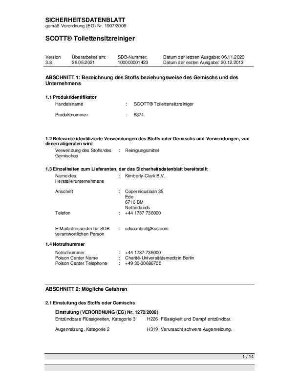 Toilettensitzreiniger 6374 6x0,4l Btl.SCOTT