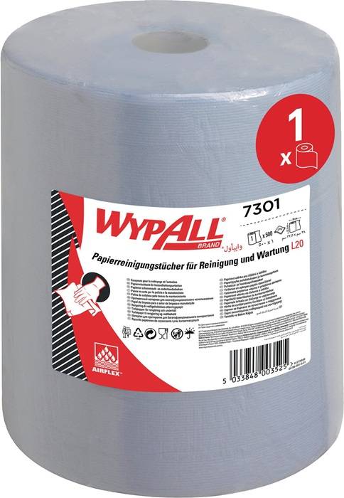 Wischtuch WYPALL L20 7301 L385xB325ca.mm blau 2-lagig 500 Tü./Rl.