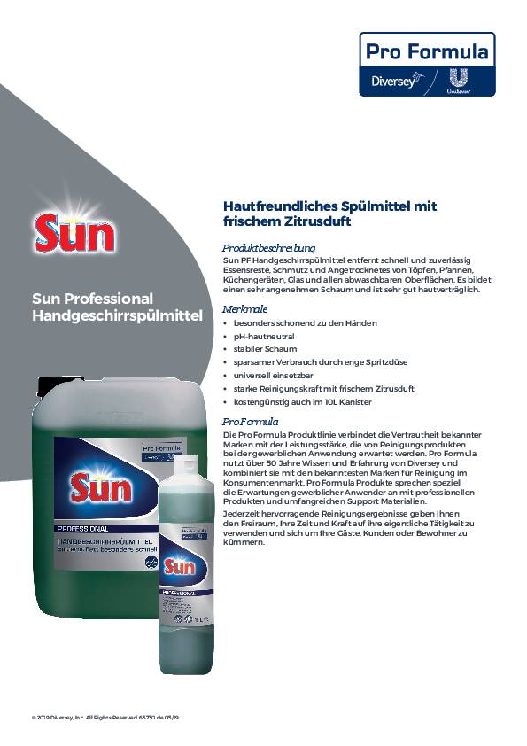 Handspülmittel Professional 1l Flasche SUN 6 Stück