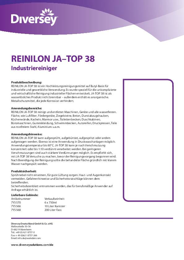 Intensivreiniger JaTop38 0,75l Konzentrat Sprühflasche DIVERSEY