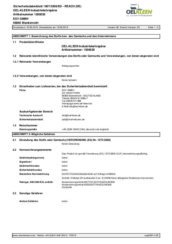 Industriekehrspäne grün 25kg Krt.OEL-KLEEN