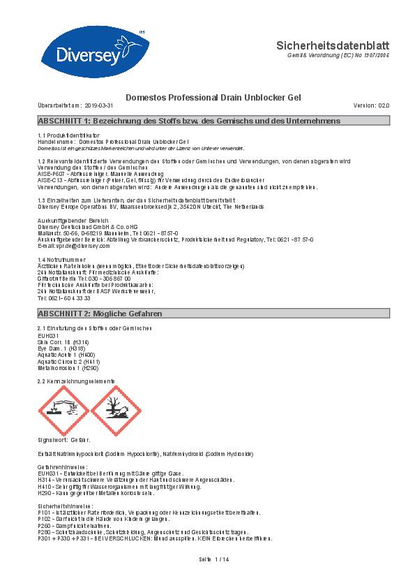 Abflussreiniger Power-Gel 1l Flasche DOMESTOS 6 Stück
