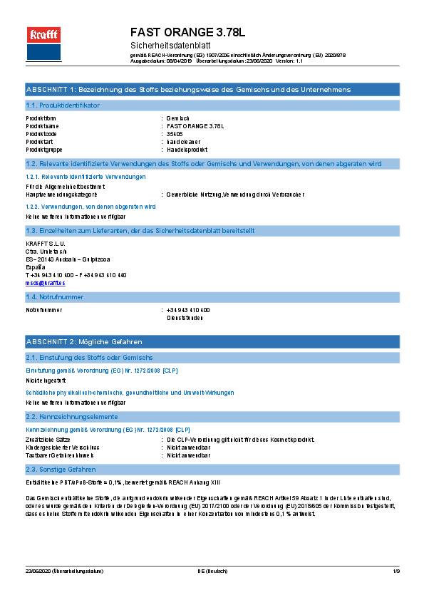 Handreiniger Fast Orange 3,8l m.Aloe Vera,Jojobaöl FAST ORANGE