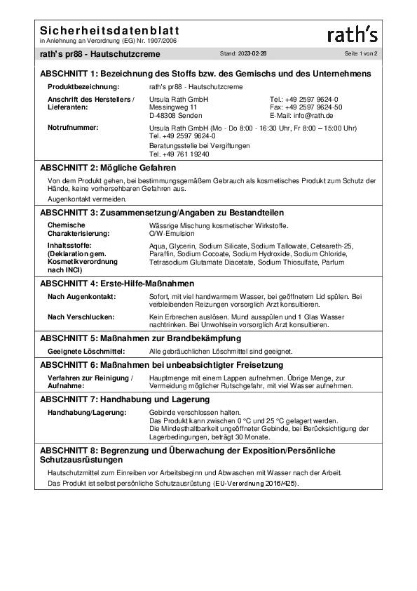Hautschutzcreme pr88 1l klebt n.PR88