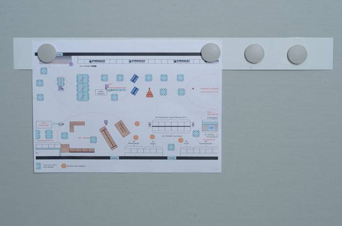Magnetleiste L500xB50xS0,5mm weiß selbstklebend MAGNETOPLAN