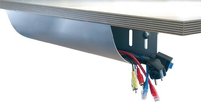 Kabelkanal B1160xT185xH100mm silber f.Schreibtisch