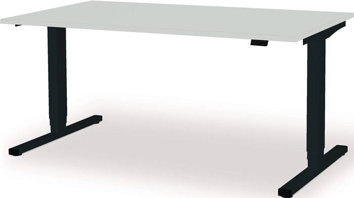 Schreibtisch levero H650-1250xB1600xT800mm anthrazitgrau/lichtgrau elektr.MAUSER