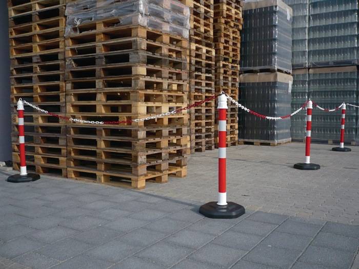 Sperrpfosten PPC rot/weiß D.63mm z.Aufstellen m.Öse