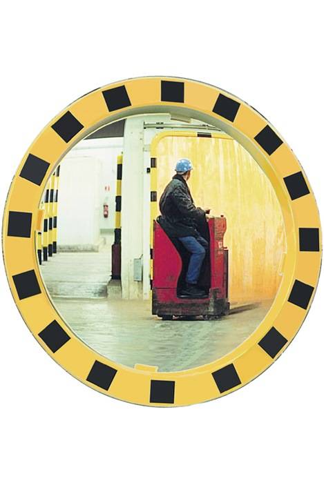 Sicherheits-/Verkehrsspiegel D.600mm Ku.,gelb/schwarz f.2 Richtungen 11m SPL