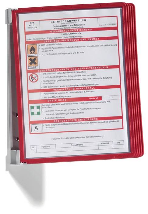 Wandhalter 5 Sichttafeln rot m.Profilrahmen DURABLE