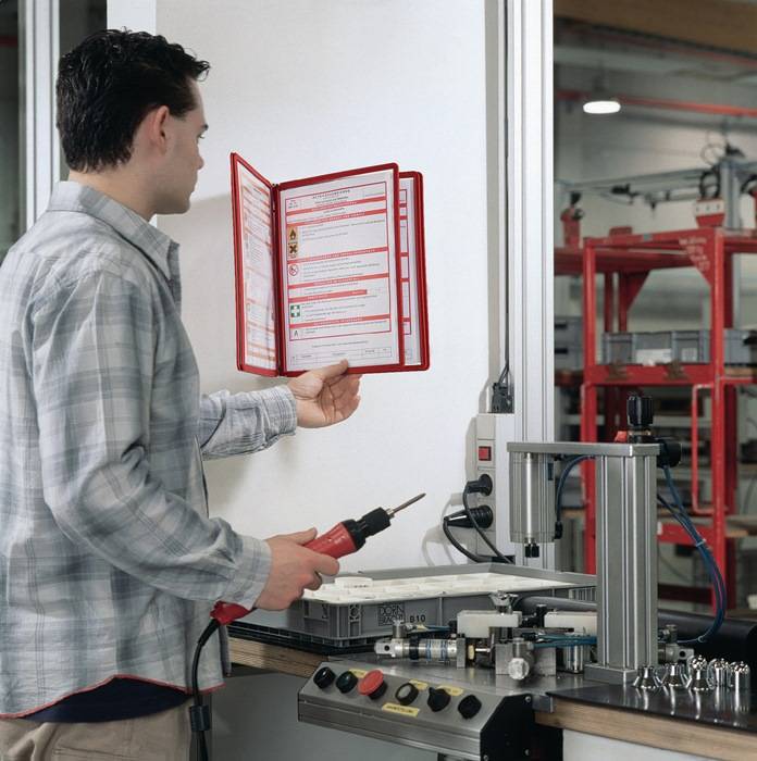 Wandhalter 5 Sichttafeln rot m.Profilrahmen DURABLE