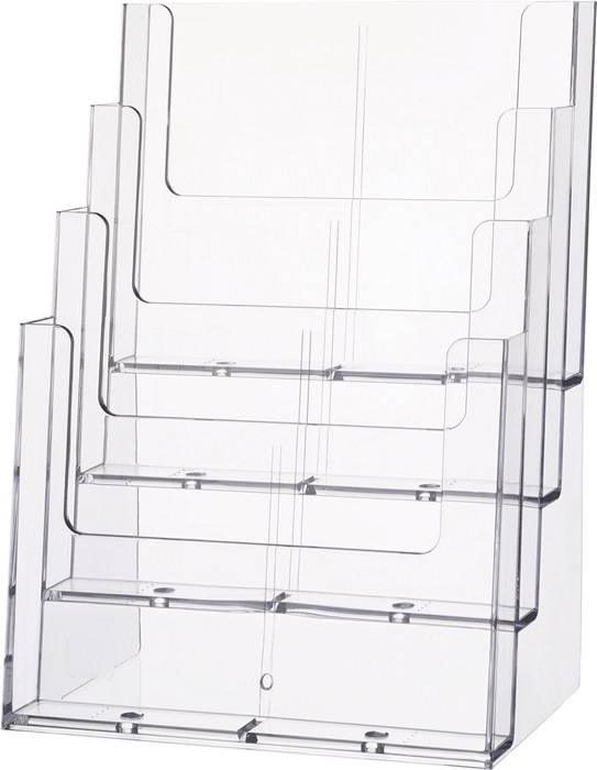 Tischprospekthalter 4 x DIN A4 hoch Ku.transp.freistehend HELIT