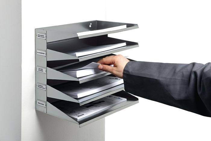 Sortierstation 5 Fächer H330xB360xT250mm Stahlbl.lichtgrau DURABLE