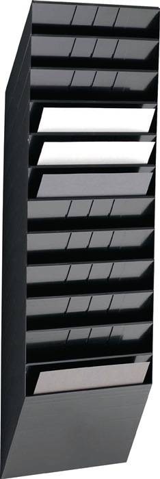 Prospekthalter H1040xB348xT95mm Anz.Fächer 12 A4 quer Polystyrol schwarz DURABLE