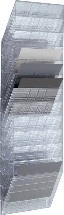 Prospekthalter H1040xB348xT95mm Anz.Fächer 12 A4 quer Polystyrol transp.DURABLE
