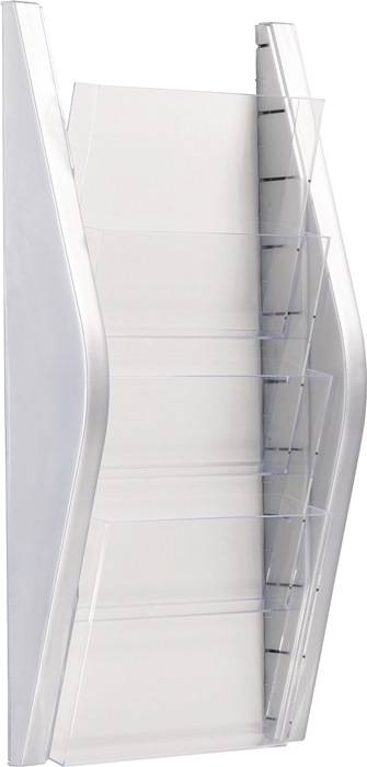 Prospekthalter H540xB280xT80mm DIN A4 hoch silber